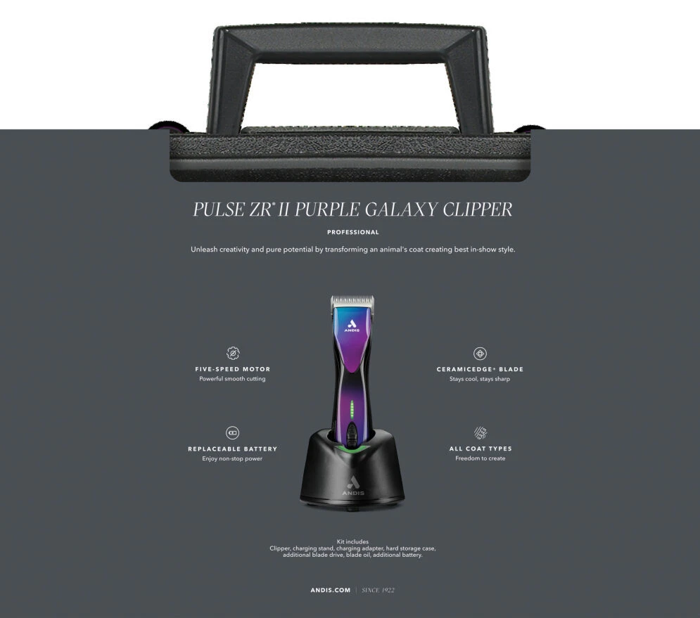 Andis Pulse ZR II Cordless Clipper With 2 Batteries - Purple Galaxy 6 Andis Pulse ZR II Cordless Clipper With 2 Batteries - Purple Galaxy - Image 6