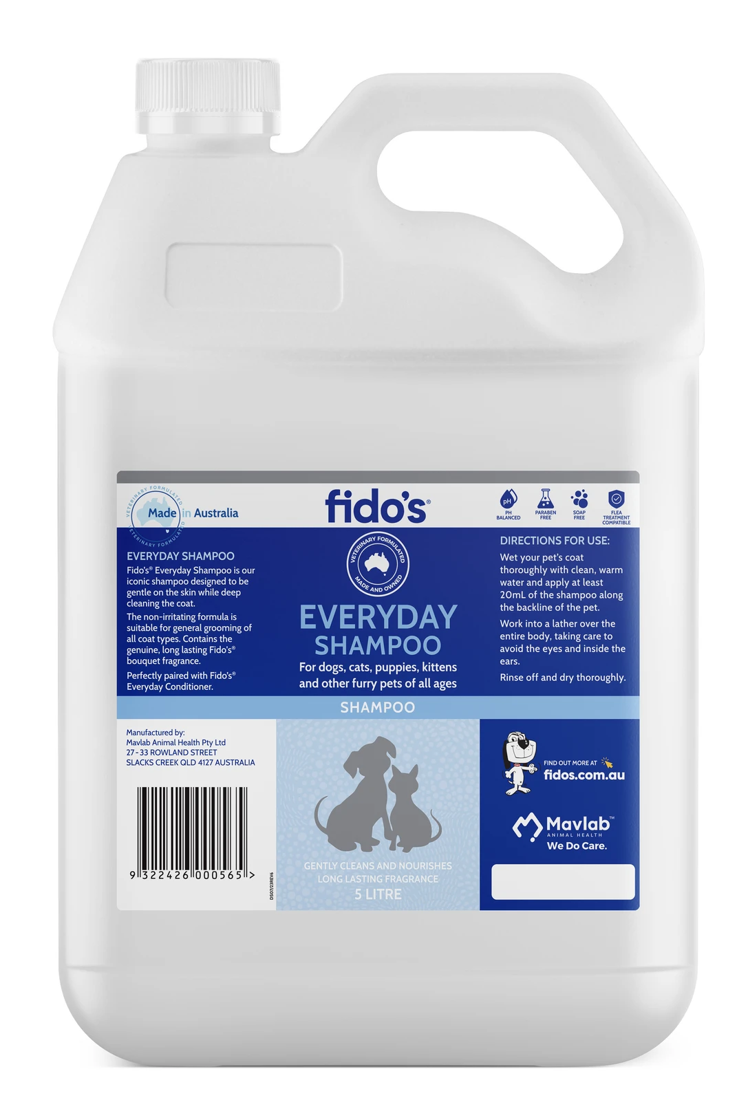 Fido's Everyday Shampoo For Dogs And Cats 5L 1 Fido's Everyday Shampoo For Dogs And Cats 5L