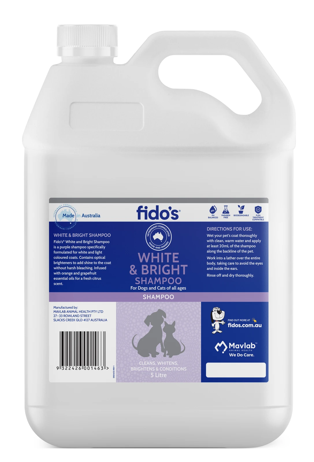 Fido's White & Bright Shampoo 5L 1 Fido's White & Bright Shampoo 5L