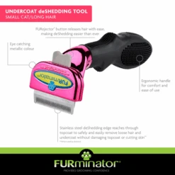 Furminator DeShedding Tool - Small Cat Long Hair Metallic [Pink] -Grooming Tools Sales FU 01224 3