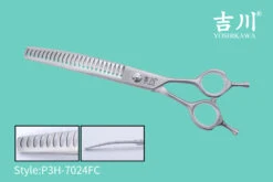 Yoshikawa Japanese 3 Star Scissors Curved Chunker With 24 Flat Teeth 7"