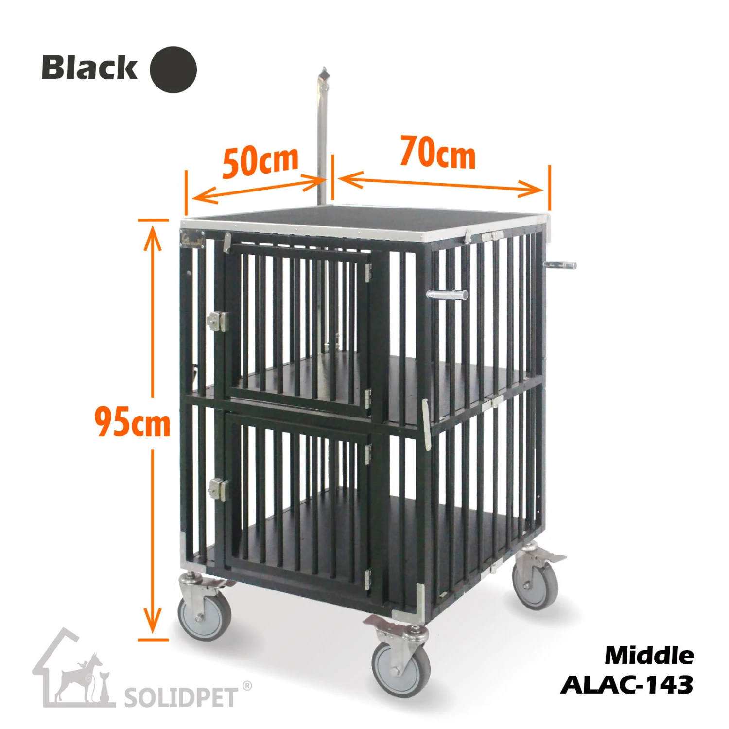 SolidPet Show Trolley 2 Berth With 5" Wheels Medium - Black 1 SolidPet Show Trolley 2 Berth With 5" Wheels Medium - Black