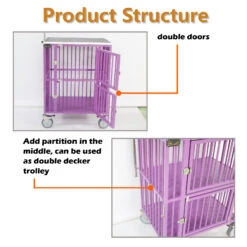 SolidPet Show Trolley 2 Berth With 5" Wheels Large - Purple -Grooming Tools Sales SP ALAC145 PU 2
