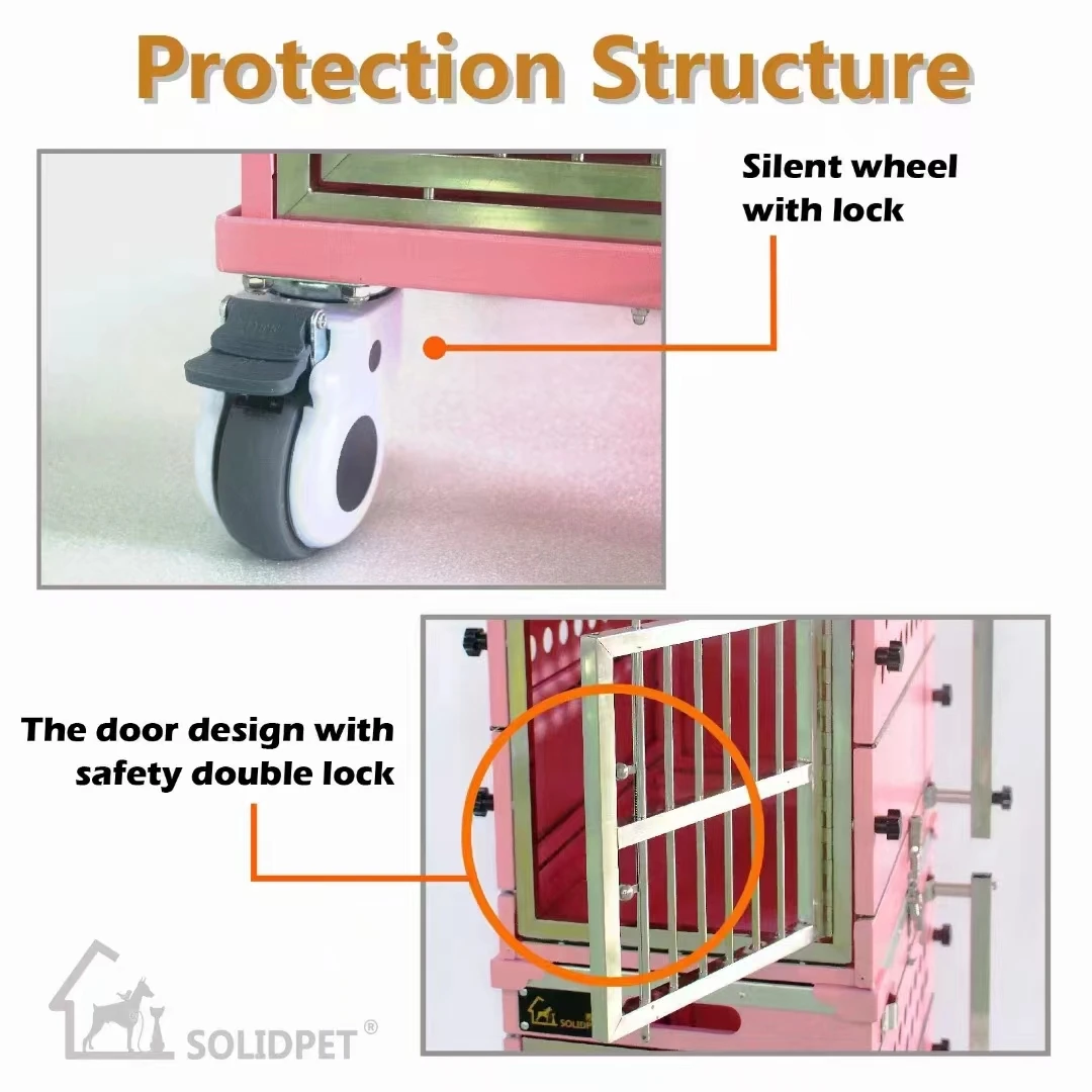 SolidPet Folding Dog Show Aircraft Cage Set With Trolley Size 2 - Purple 4 SolidPet Folding Dog Show Aircraft Cage Set With Trolley Size 2 - Purple - Image 4