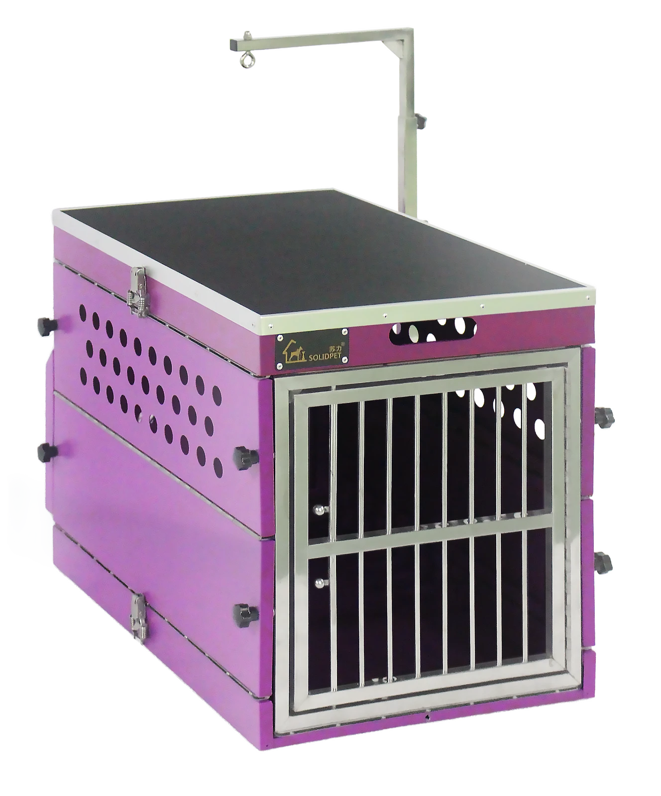 SolidPet Folding Dog Show Aircraft Cage Set With Trolley Size 2 - Purple 1 SolidPet Folding Dog Show Aircraft Cage Set With Trolley Size 2 - Purple