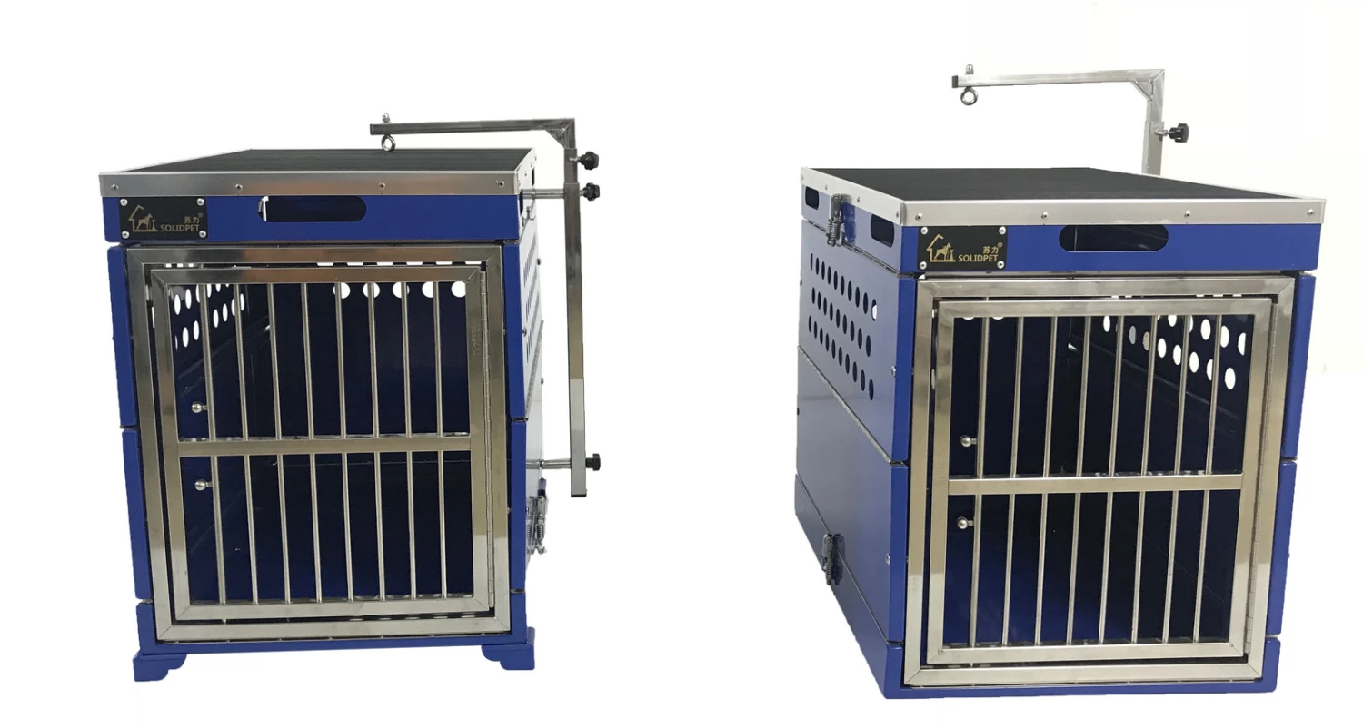 SolidPet Folding Dog Show Aircraft Cage Set With Trolley Size 3 - Blue 3 SolidPet Folding Dog Show Aircraft Cage Set With Trolley Size 3 - Blue - Image 3