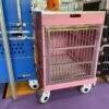 SolidPet Folding Dog Show Aircraft Cage Set With Trolley Size 3 - Pink