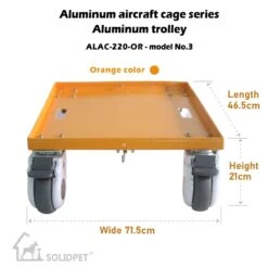 SolidPet Aircraft Cage Aluminum Trolley Size 3 [Colour: Blue] -Grooming Tools Sales SP ALAC220 3