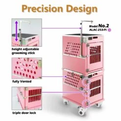 SolidPet Rigid Dog Show Aircraft Cage Set With Drawer And Trolley Size 2 - Purple -Grooming Tools Sales SP ALAC253 PU22 2