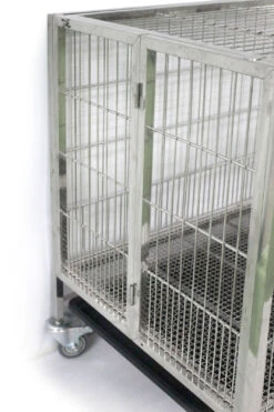 SolidPet Stainless Steel Foldable Dog Crate With Wheels -Grooming Tools Sales SP STC304 385 1