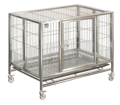 SolidPet Stainless Steel Foldable Dog Crate With Wheels