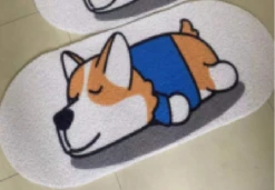 Bathing Mat 110cm X 50cm Oval - Sleepy Corgi