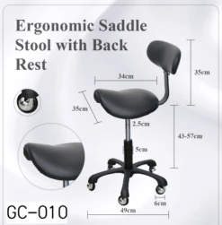 Groomer's Saddle Stool With Back Rest (Black) 9 Groomer's Saddle Stool With Back Rest (Black) -Grooming Tools Sales T GC010 2