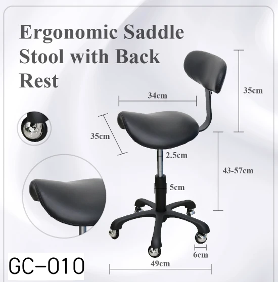 Groomer's Saddle Stool With Back Rest (Black) 5 Groomer's Saddle Stool With Back Rest (Black) - Image 5